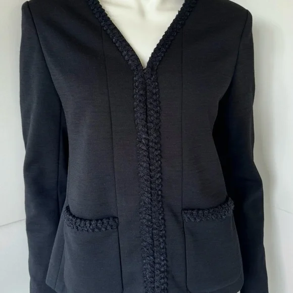 Chanel Uniform Black Blazer Tweed Jacket Sz 40 /M/6 - Picture 4 of 9